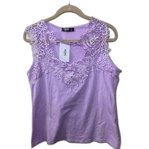 NWT Yonis Purple Fairycore Lace Detailed Summer Tank Top Size XL